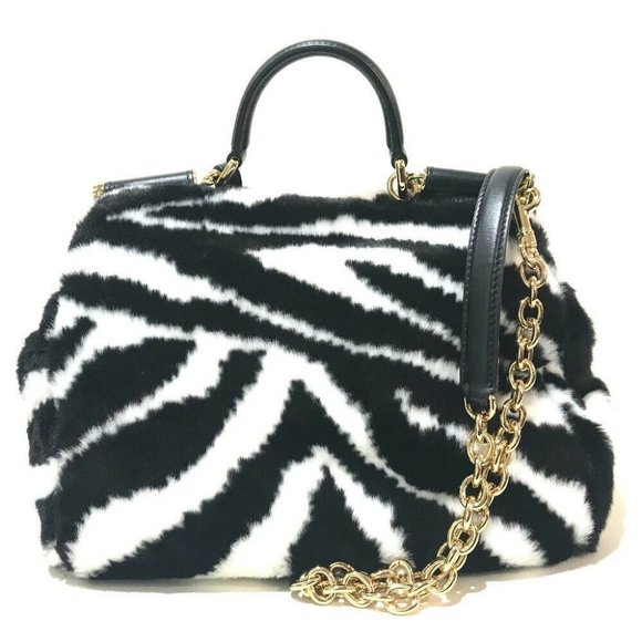 Authentic DOLCE&GABBANA Zebra pattern With charm Sicily 2 Way Hand Bag - Picture 2 of 7